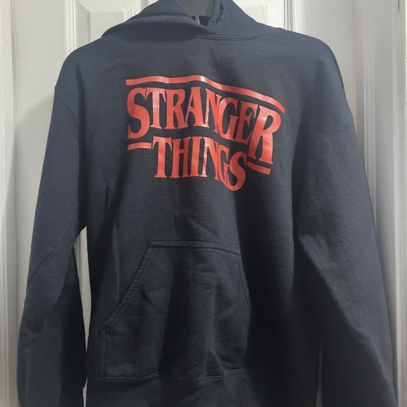 Sweaters - Stranger Things Black Hoodie with Red Logo